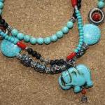 Bohemian Necklace With Coral And Turquoise